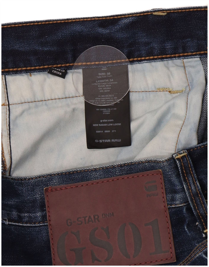 G-Star Mens Distressed Loose Jeans W38 L34 Navy Blue Cotton