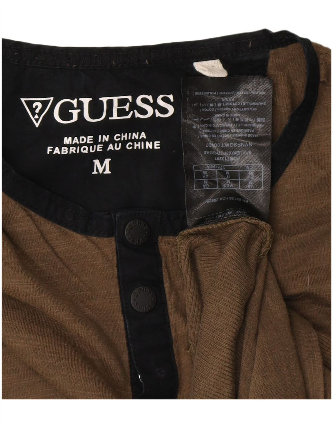 Guess Mens T-Shirt Top Medium Khaki Cotton