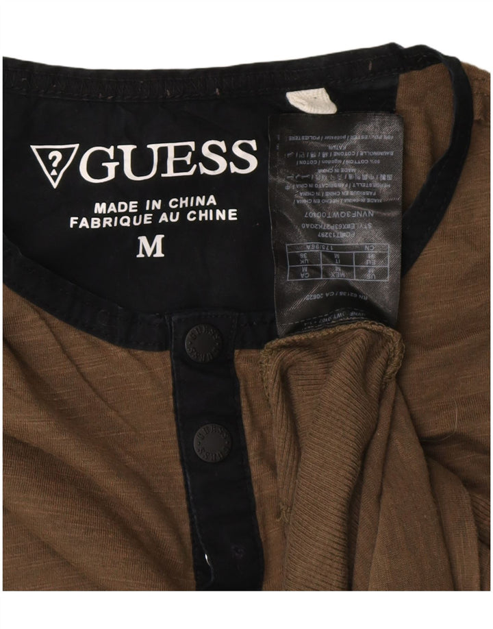 Guess Mens T-Shirt Top Medium Khaki Cotton