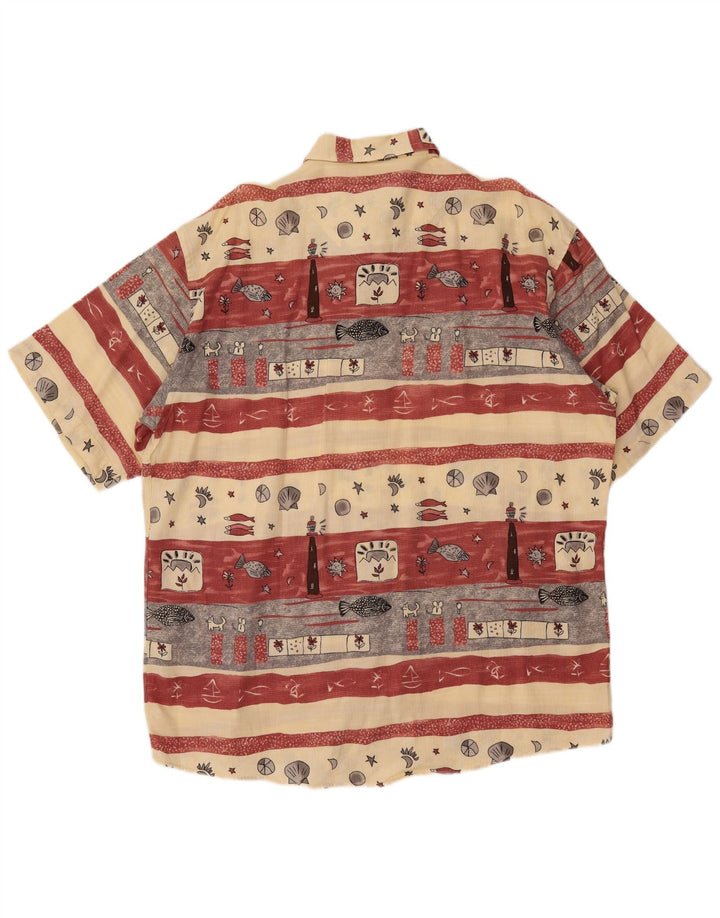 CASA MODA Mens Graphic Short Sleeve Shirt Size 44 XL Beige Striped