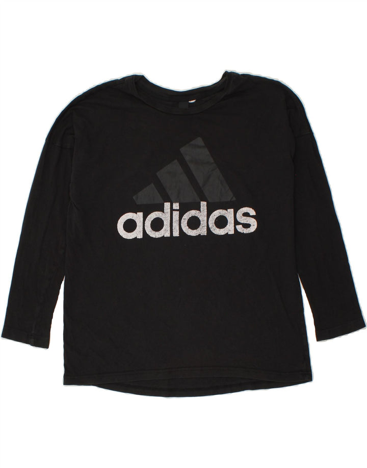 ADIDAS Womens Graphic Top Long Sleeve uk 14 Medium Black Vintage Adidas and Second-Hand Adidas from Messina Hembry 