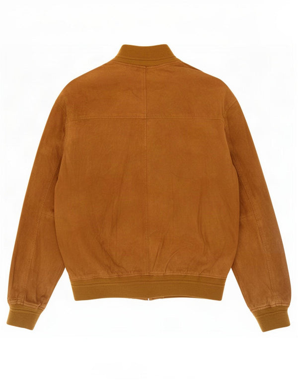 Vintage Mens Suede Bomber Jacket IT 50 Large Beige Leather