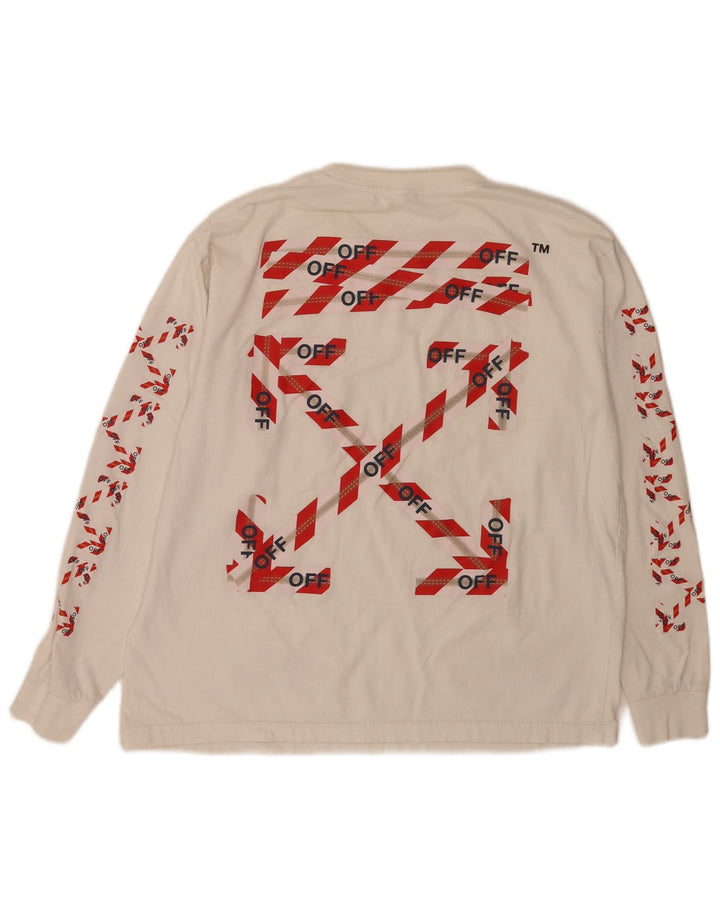 Vintage Mens Graphic Top Long Sleeve Large Off White Cotton