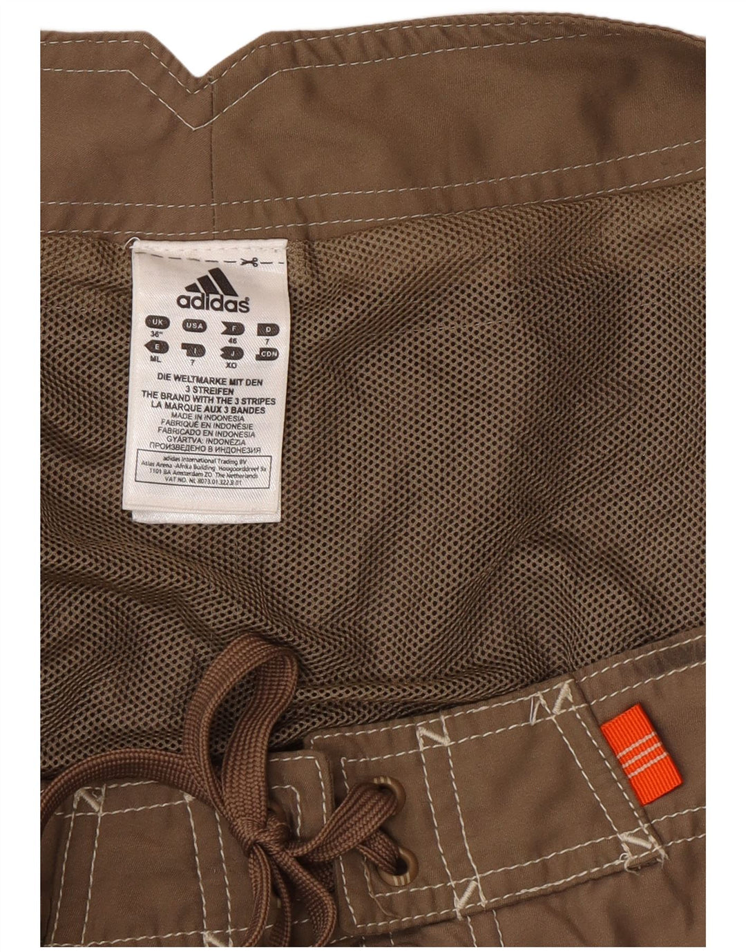 Adidas Mens Graphic Swimming Shorts Large Brown Colourblock Polyester