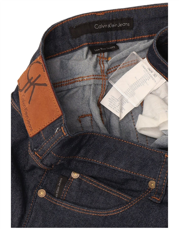 CALVIN KLEIN Womens Skinny Jeans W30 L34 Navy Blue Cotton