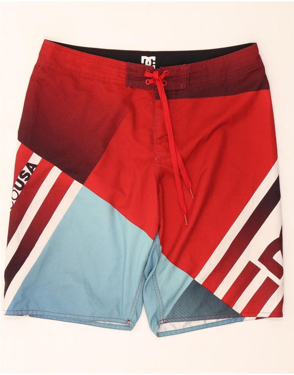 DC Mens Graphic Swimming Shorts Medium  Red Colourblock