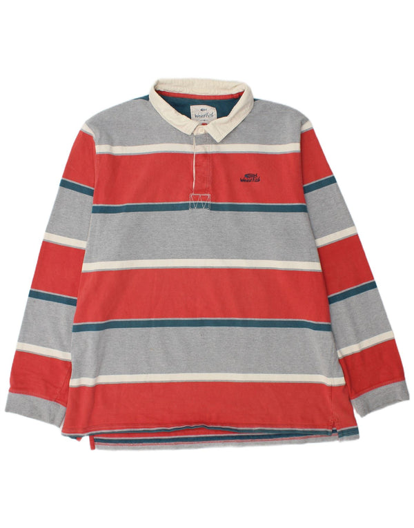 WEIRD FISH Mens Long Sleeve Rugby Polo Shirt 2XL Multicoloured Striped