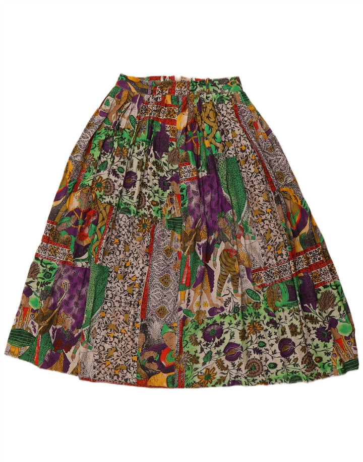 VINTAGE Womens High Waist A-Line Skirt EU 38 Medium W26  Multicoloured