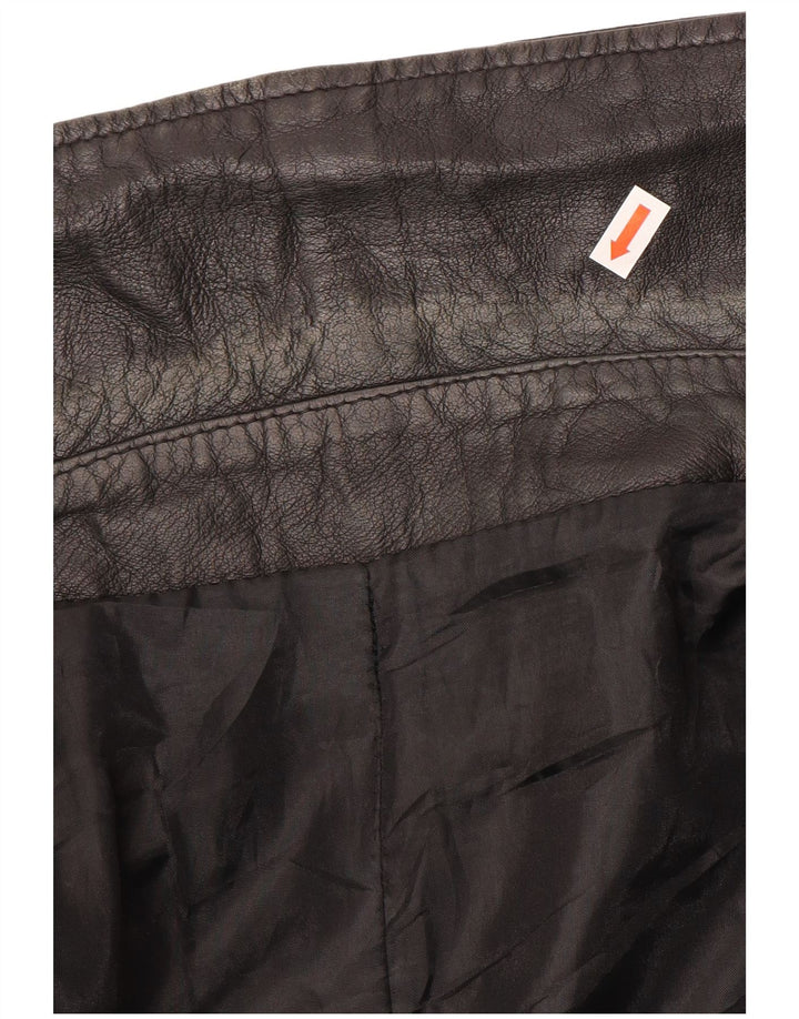 Vintage Mens Leather Coat Size 62 4XL Black Leather