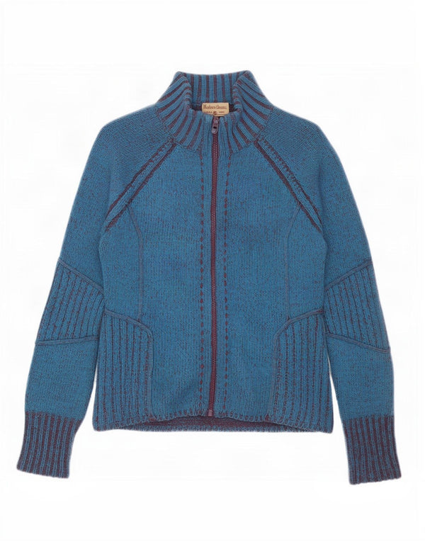 Marlboro Classics Womens Full Zip Cardigan Sweater UK 18 XL Blue Lambswool