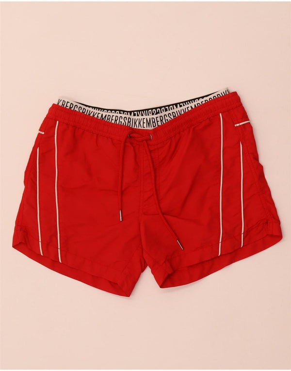 Bikkembergs Mens Graphic Swimming Shorts Medium  Red Polyamide