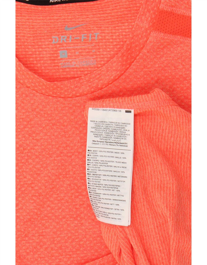 Nike Mens Dri Fit T-Shirt Top Medium Orange Polyester