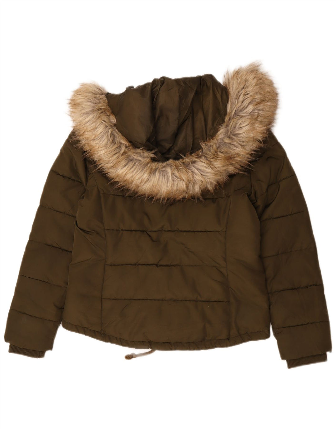 Topshop Womens Hooded Padded Jacket UK 12 Medium  Khaki Polyester