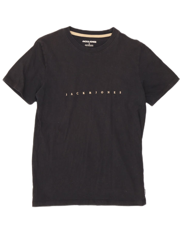Jack & Jones Mens Graphic T-Shirt Top Small Black Cotton