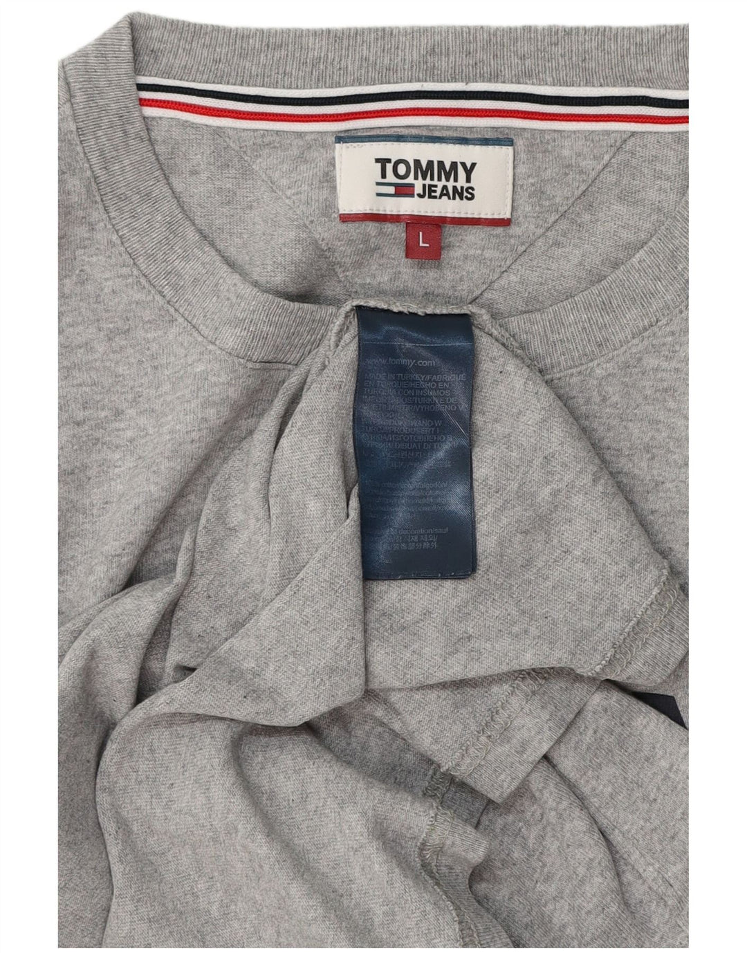 TOMMY HILFIGER Mens Graphic T-Shirt Top Large Grey Cotton