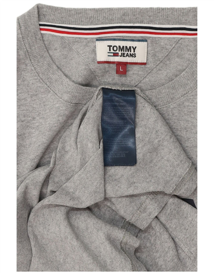 TOMMY HILFIGER Mens Graphic T-Shirt Top Large Grey Cotton