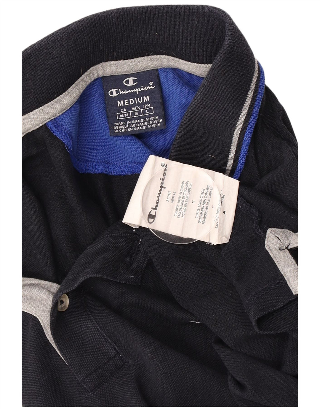 Champion Mens Polo Shirt Medium Navy Blue Cotton