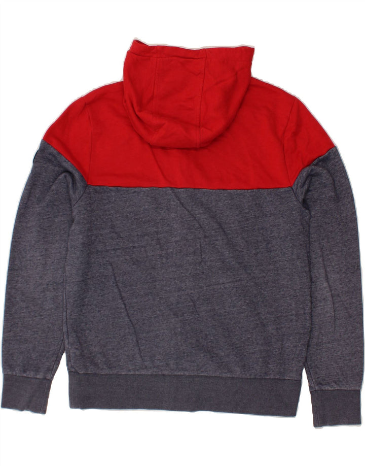MICHAEL KORS Mens Zip Hoodie Sweater Large Navy Blue Colourblock Polyester
