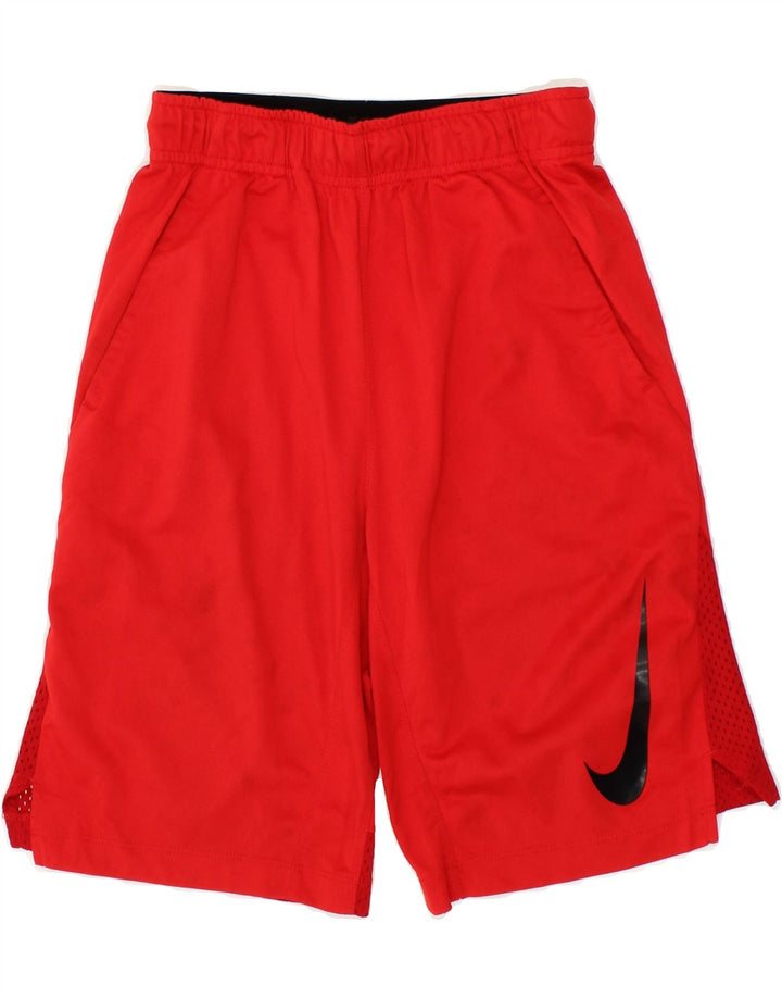 NIKE Boys Dri Fit Graphic Sport Shorts 10-11 Years Medium Red Polyester Vintage Nike and Second-Hand Nike from Messina Hembry 