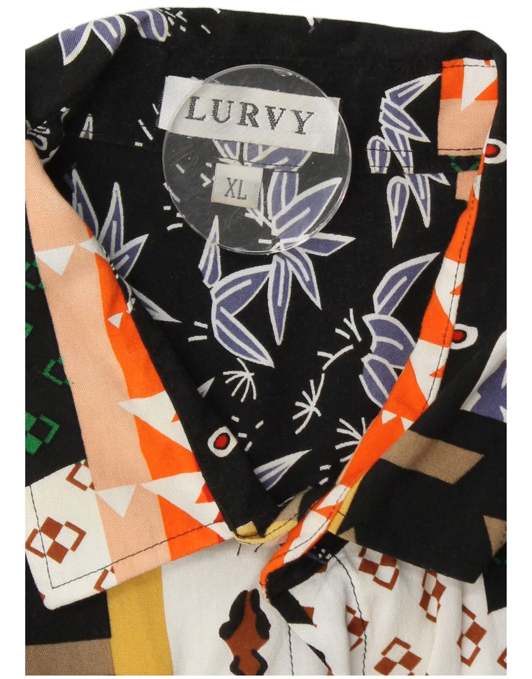 VINTAGE Mens Short Sleeve Shirt XL Multicoloured Patchwork