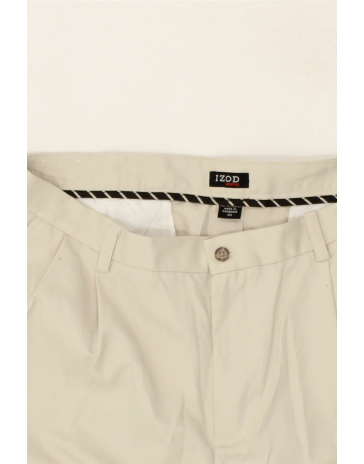 IZOD Mens Pegged Chino Shorts W38 XL Beige Polyester Vintage Izod and Second-Hand Izod from Messina Hembry 