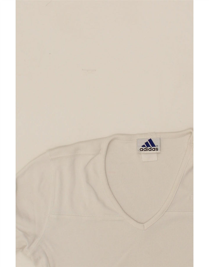 ADIDAS Womens Crop T-Shirt Top UK 12 Medium White Vintage Adidas and Second-Hand Adidas from Messina Hembry 