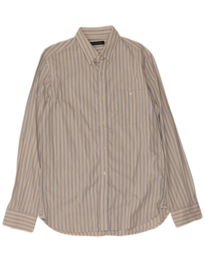 French Connection Mens Shirt Medium White Striped Cotton