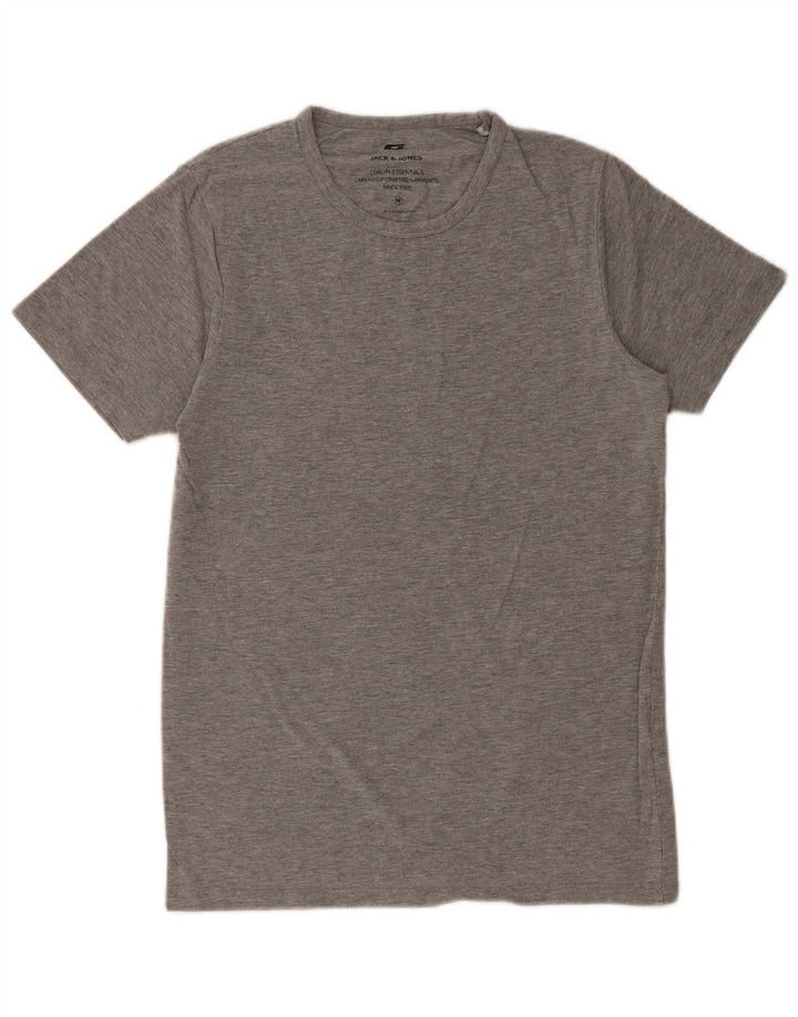 JACK & JONES Mens T-Shirt Top Medium Grey Flecked Cotton