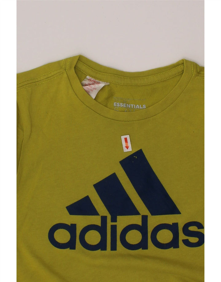 ADIDAS Boys Climalite Graphic T-Shirt Top 5-6 Years Green Cotton