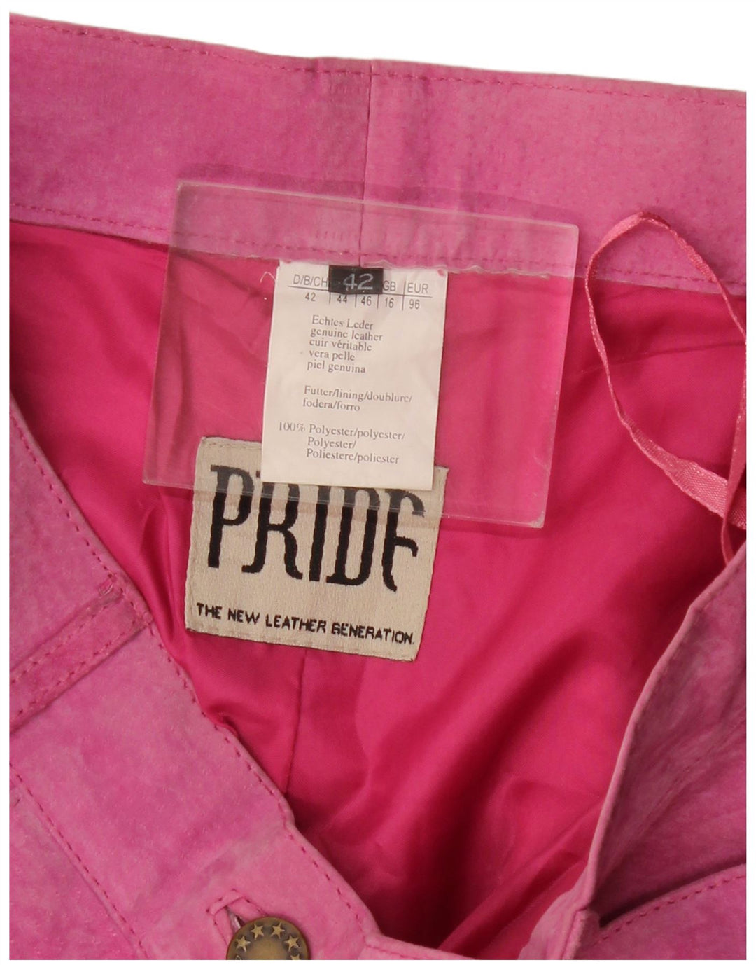 VINTAGE Womens Straight Suede Trousers UK 16 Large W30 L29 Pink Leather