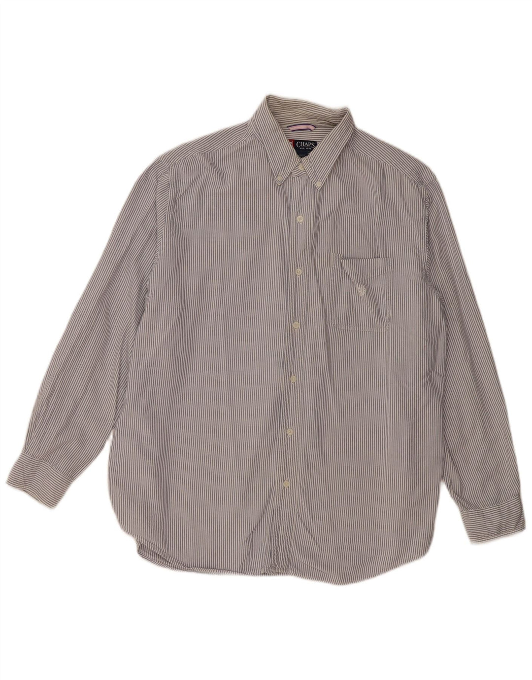 CHAPS Mens Shirt Large Blue Pinstripe Cotton