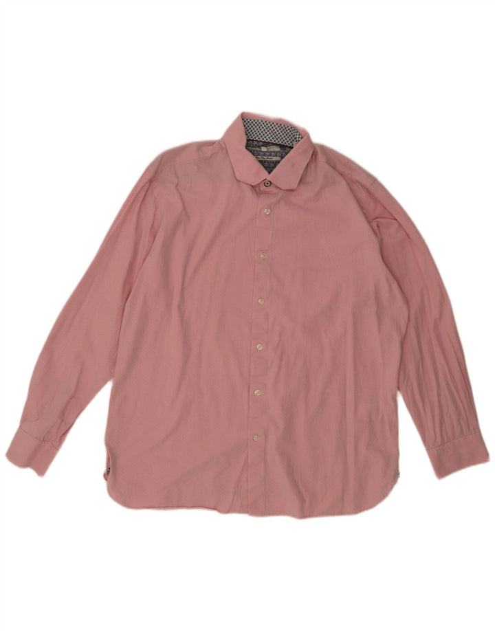 Ted Baker Mens Shirt Size 16 1/2 Large Pink Geometric Cotton