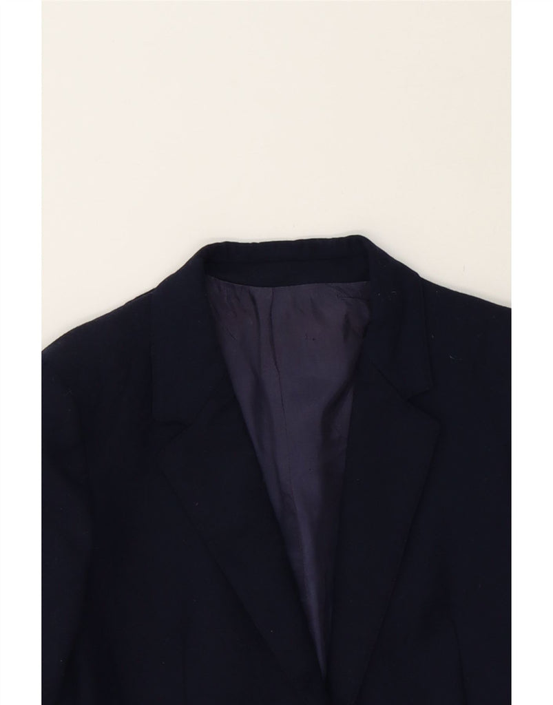 ST. BERNARD Womens 3 Button Blazer Jacket UK 14 Medium  Navy Blue Wool Vintage St. Bernard and Second-Hand St. Bernard from Messina Hembry 