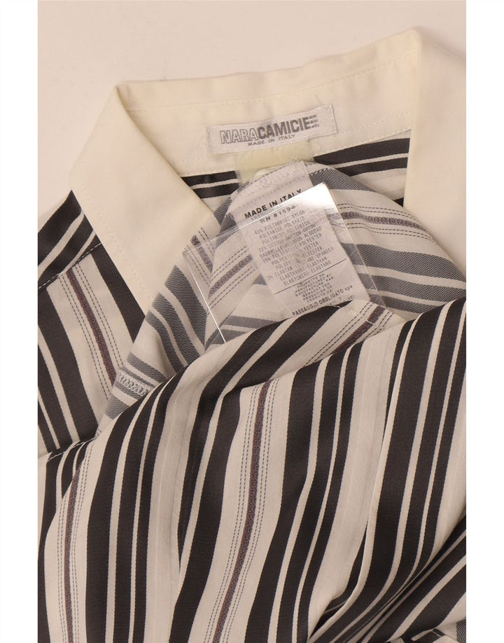 Naracamicie Mens Shirt Large White Striped Polyamide