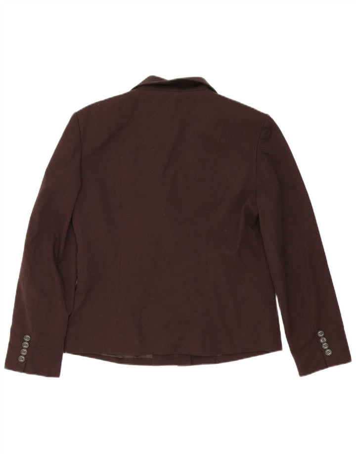 Chaps Womens 5 Button Blazer Jacket US 10 Large Brown Polyester