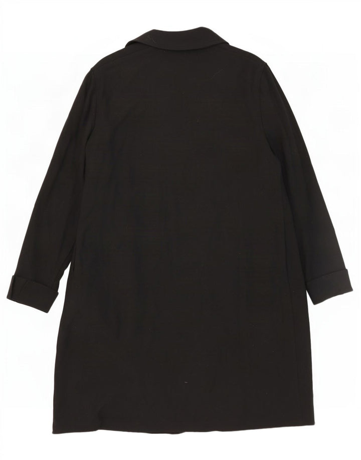 Jaeger Womens Open Overcoat UK 16 Large Black Wool