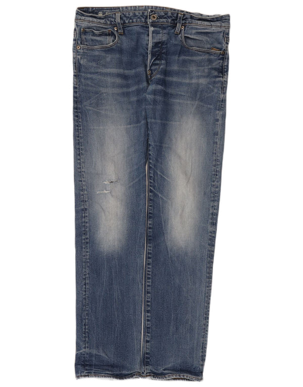 G-Star Mens Straight Jeans W34 L34 Blue Cotton