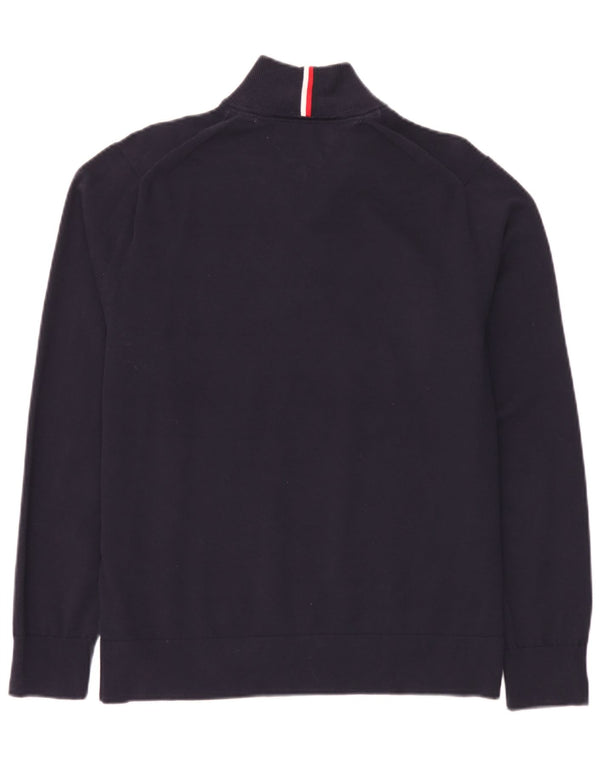 Tommy Hilfiger Mens Zip Neck Jumper Sweater XL Navy Blue Cotton