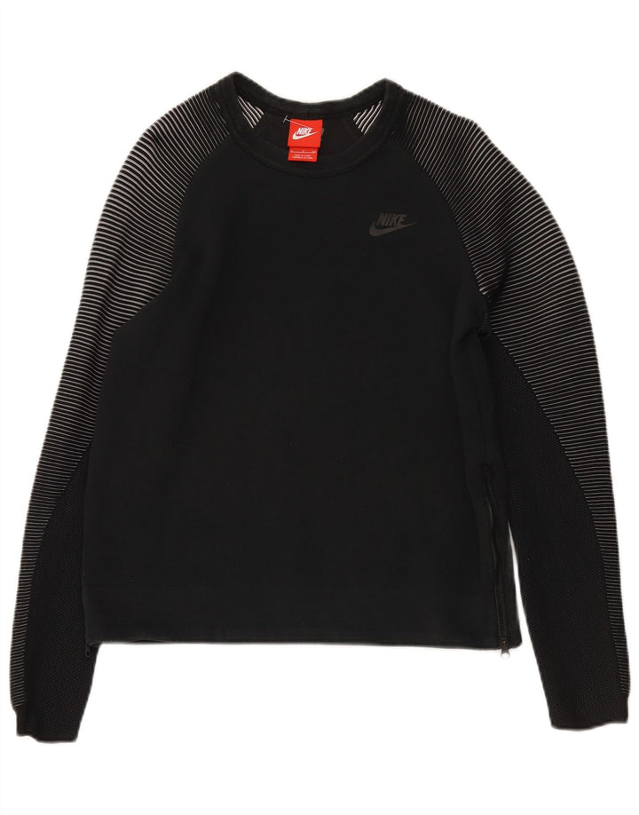 NIKE Mens Sweatshirt Jumper Small Black Striped Cotton