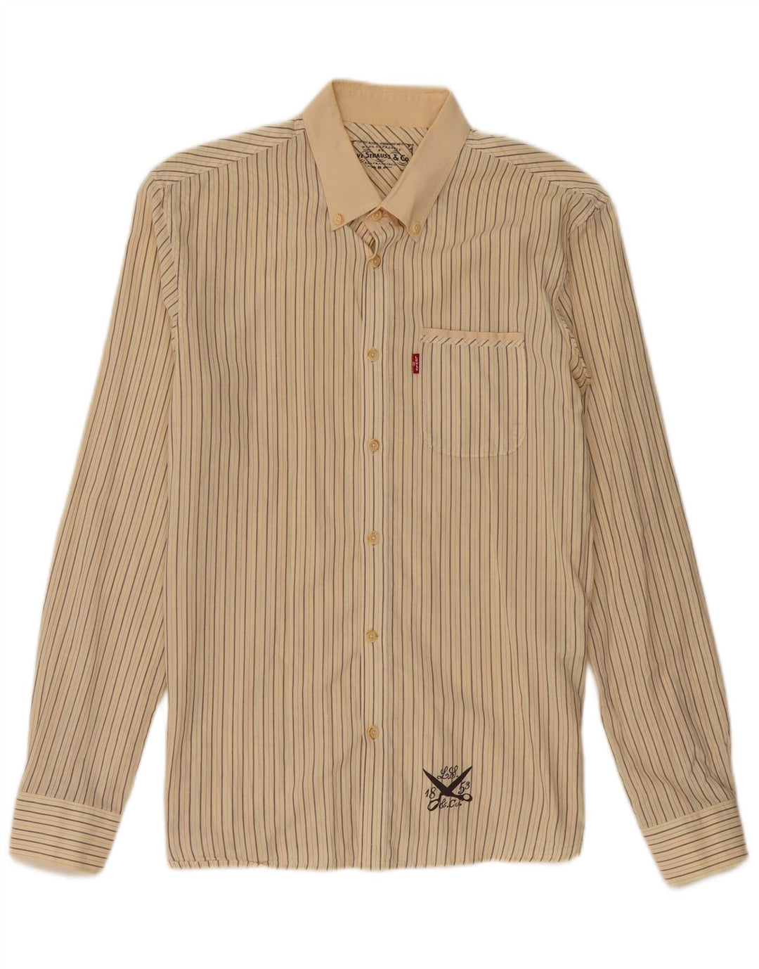 LEVI'S Mens Shirt Medium Beige Striped Cotton