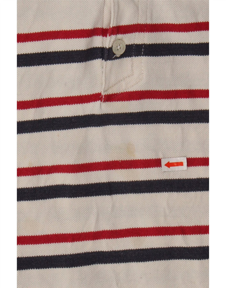 WRANGLER Boys Polo Shirt 15-16 Years 2XL White Striped Cotton