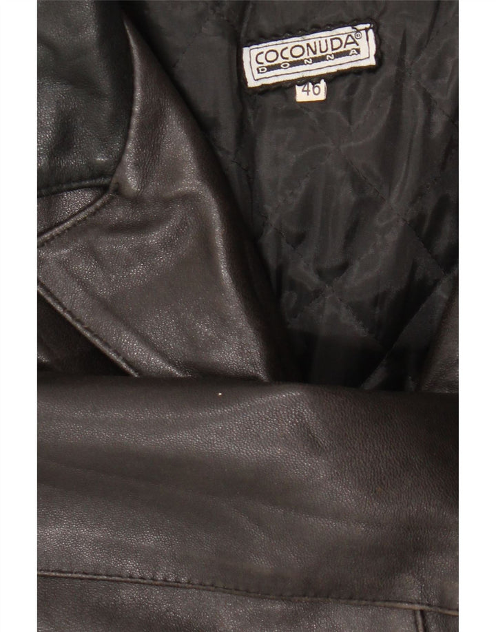 Coconuda Womens Leather Coat IT 46 Large Brown Leather