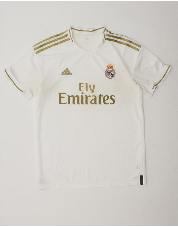 ADIDAS Mens Real Madrid Graphic T-Shirt Top Medium White Polyester