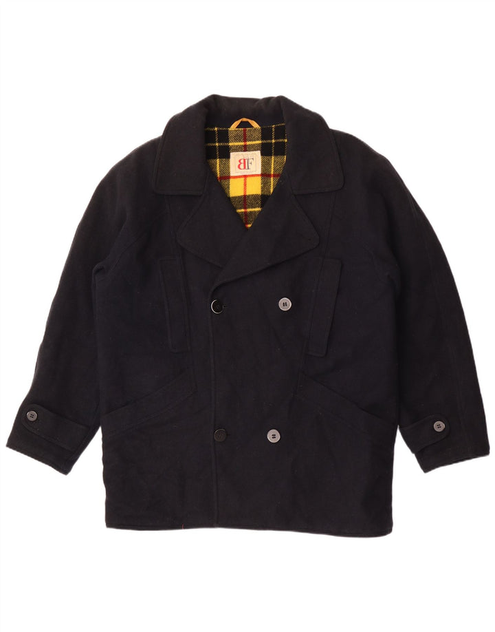 Belfe & Belfe Mens Loose Fit Overcoat IT 48 Medium Navy Blue Wool