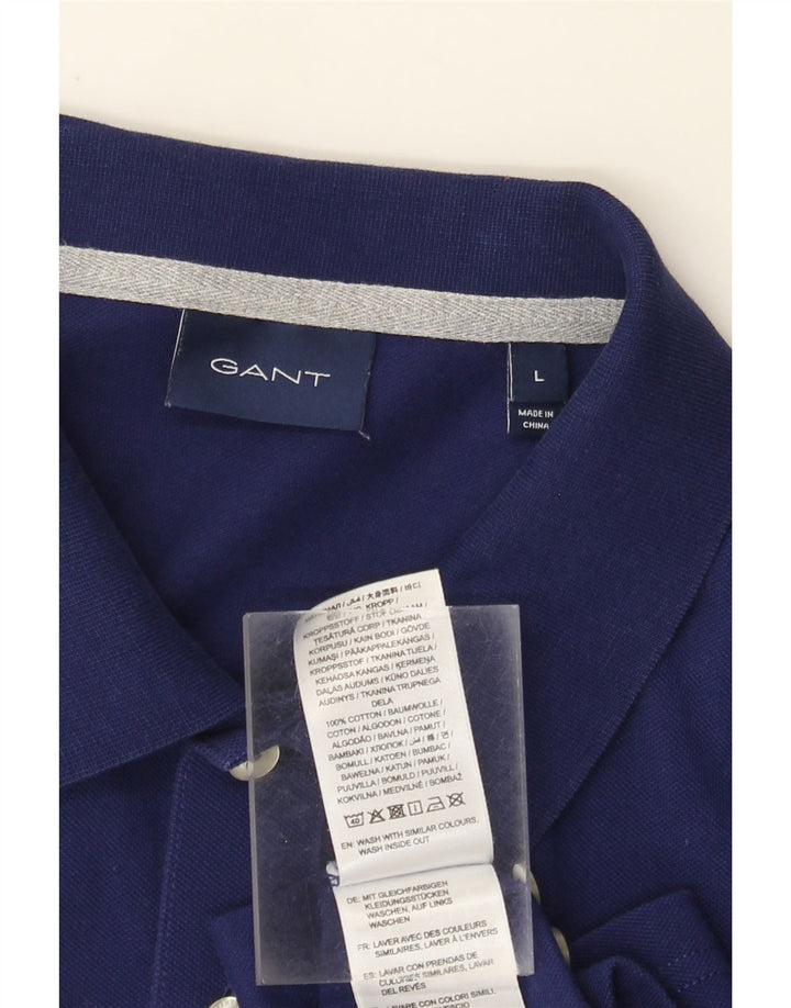 Gant Mens Graphic Polo Shirt Large Navy Blue Cotton