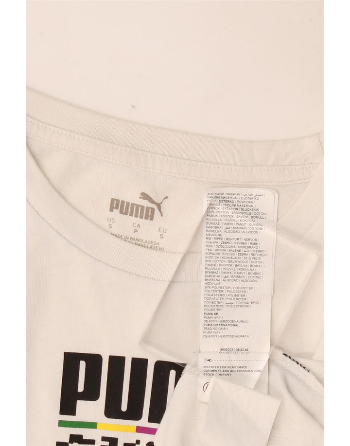 PUMA Mens Graphic T-Shirt Top Small White Cotton