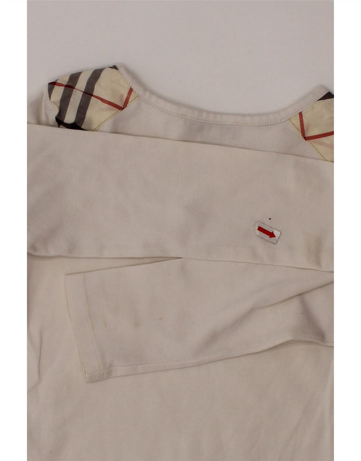 BURBERRY Girls Top Long Sleeve 5-6 Years White Check