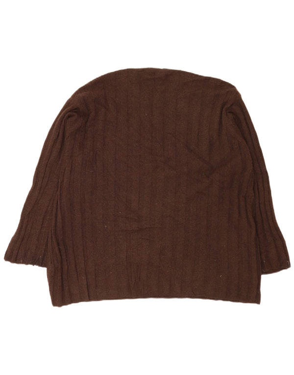 Zara Womens Oversized Crew Neck Jumper Sweater UK 14 Medium Brown Polyamide