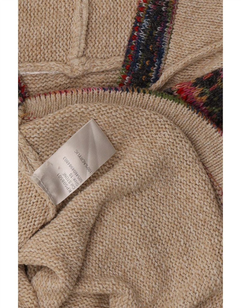 VINTAGE Girls Hooded Jumper 9-10 Years Beige Fair Isle Cotton Vintage Vintage and Second-Hand Vintage from Messina Hembry 