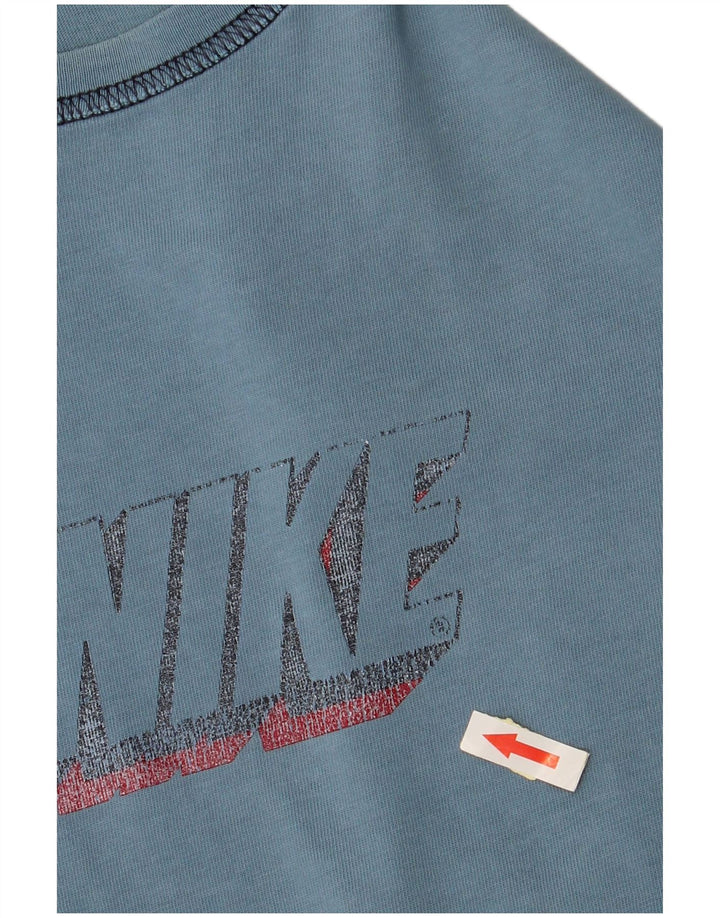 NIKE Mens Graphic T-Shirt Top UK 39/41 Medium Blue Cotton